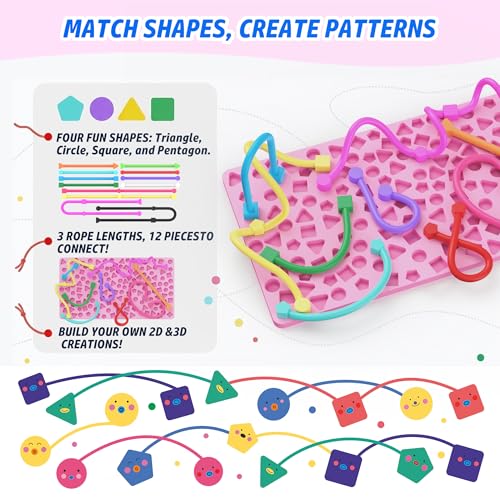 Sensory Activity Board,Fidget Toys for Kids & Adults with Shape Matching, Quiet Busy Board for Travel, Airplane, Car& Classroom, Calming Sensory Toy for Focus & Relaxation, Autism & ADHD Support(Pink) - Image 4