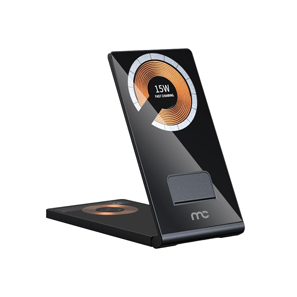 MYCANDY 3-in-1 Transparent Wireless Charger Stand, Effortless Charging with 180° Ergonomic Design, 3-in-1 Charging Solution, On-the-Go Portability, Charge Apple iPhone, Samsung, Huawei, Airpods & More