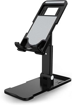 AWEI Cell Phone Stand, Foldable & Retractable Cellphone Holder for Desktop, Phone Stands with Liftable Multi-Height & Adjustable Multi-Angle Design, Fits All Smart PhonesBlack