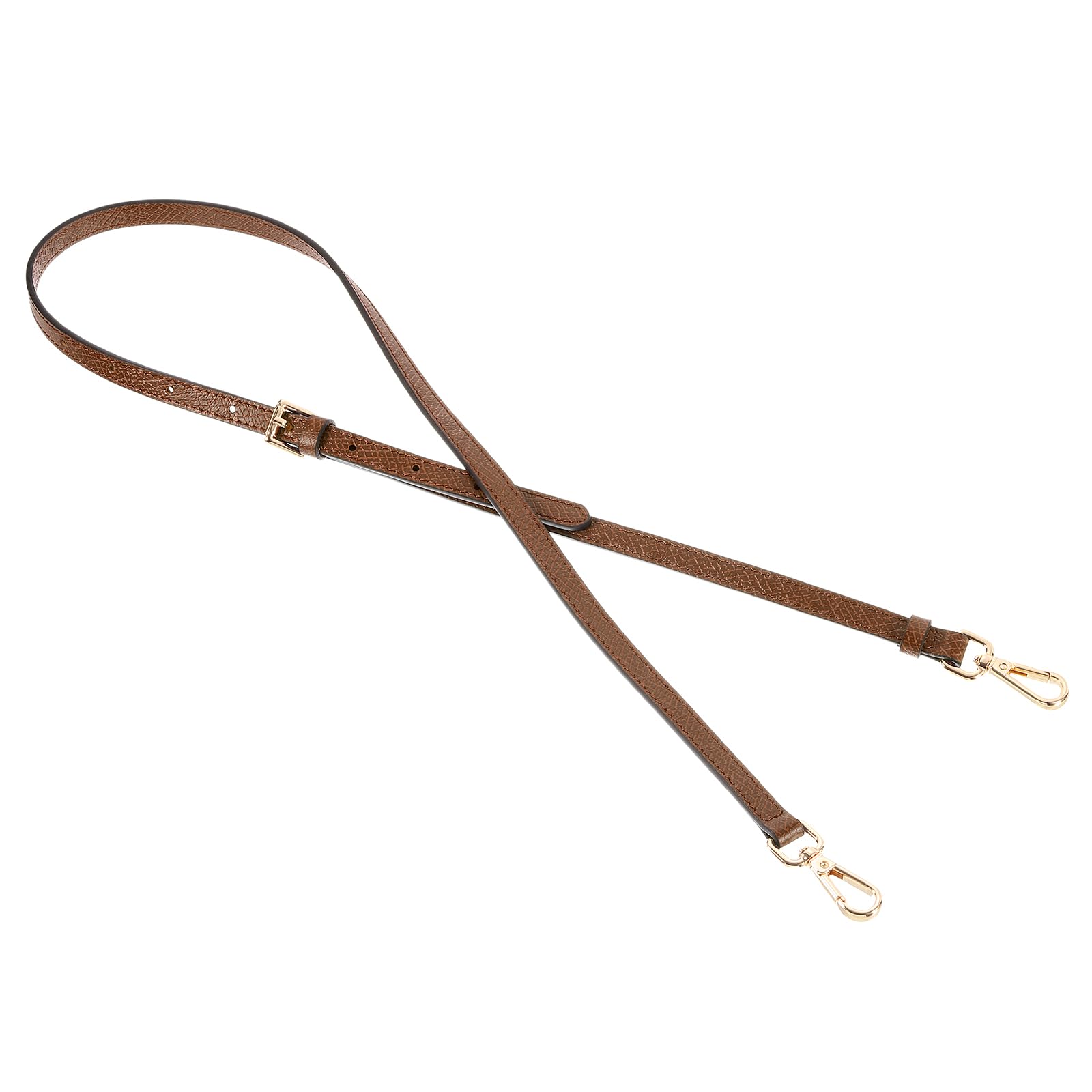 Sangle de sac en cuir véritable marron et boucle dorée de 94-114 cm