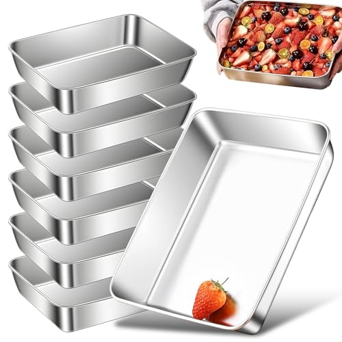 BORDEAG Juego de 6 cuencos para empanar, 25,5 x 20 x 5,5 cm, acero inoxidable, juego de empanado, cuenco para empanar, bandeja rectangular de acero inoxidable para carne, pescado y verduras