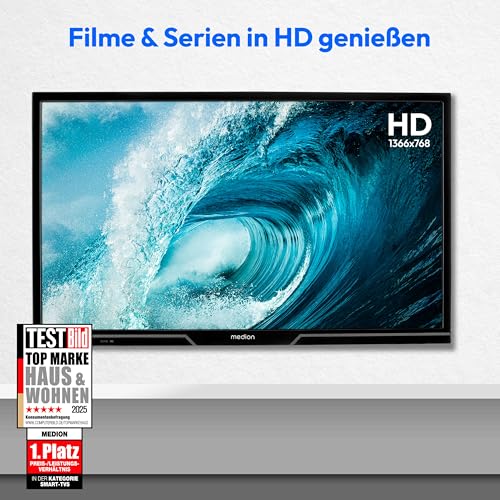 MEDION 59,8 cm (24 Zoll) HD Fernseher (Smart-TV, HDR, VIDAA Store, Prime Video, Disney+, DAZN, Paramount+, HbbTV, PVR, Bluetooth, MD 824101) MEDION 59,8 cm (24 Zoll) HD Fernseher (Smart-TV, HDR, VIDAA Store, Prime Video, Disney+, DAZN, Paramount+, HbbTV, PVR, Bluetooth, MD 824101)