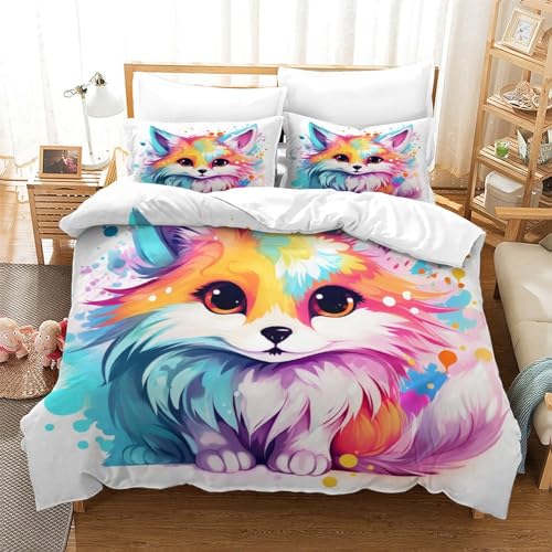 Housse de couette renard 3D parure de lit microfibre 140x200cm - 2