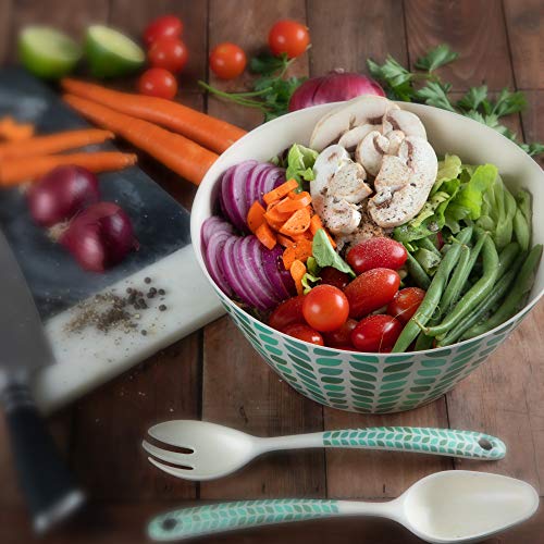 Salad Bowl with Tongs | Beautifully Boxed for Gift Giving | Perfect Salad Serving Bowl | Bamboo Bowl | Dishwasher Safe | Great for Salad Mix Bowl | Fruit Bowl