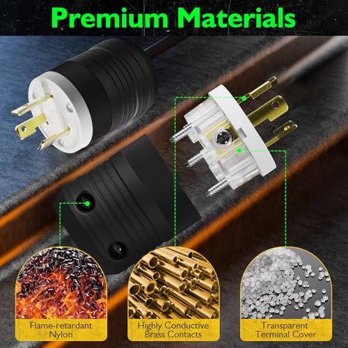 Image of 1 Pack NEMA L5-30P Locking Plug, 30 Amp Generator Replacement Plug 125V 2 Pole 3 Wire Grounding,Twist Lock Adapter Male Plug , Industrial Grade Heavy Duty, UL Listed (E355464)