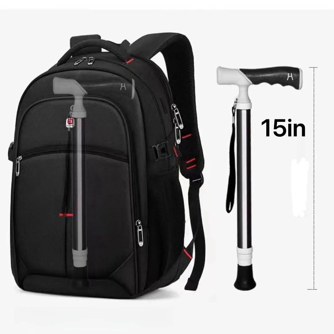 Ruyi, bastone portatile in alluminio leggero retrattile con contenitore, stampelle per adulti bastone telescopico con scatola portaoggetti