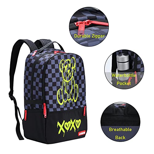 UNIKER Laptop Backpack for Boys,Graffiti Backpack for Men,Cartoon School Backpack,Designer Laptop Backpack for 15.6 Inch,Black Bear3