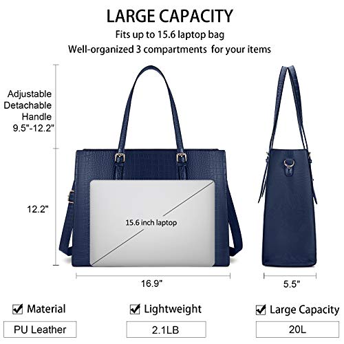 Image of Laptop Bag for Women 15.6 Inch Laptop Tote Bag Leather Classy Computer Briefcase