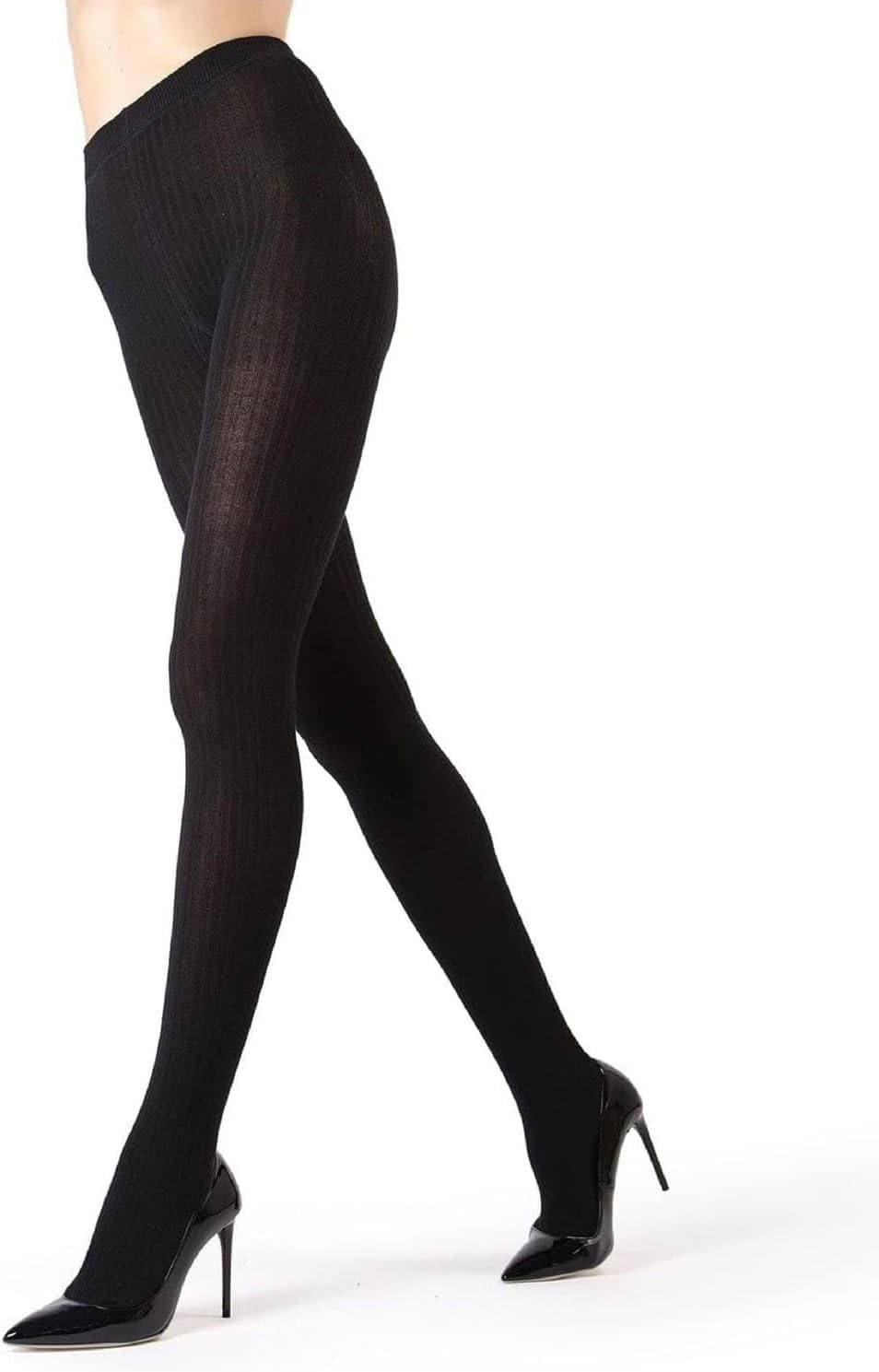 Boston Ribbed Cotton Sweater Tights, Warm Opaque Winter Tights