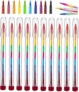 Pack of 12 Crayon Pencils Rainbow Crayons Pencils with 10 Swap Points Pencils for Kids, Children, School, Party favours, Party bag filler, birthday gift for boy girl