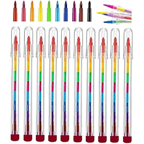 Pack of 12 Crayon Pencils Rainbow Crayons Pencils with 10 Swap Points Pencils for Kids, Children, School, Party favours, Party bag filler, birthday gift for boy girl Cover