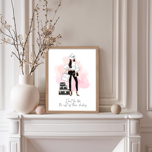 Image of Poster Master Don't Be Like The Rest of Them Darling Poster - Fashion Print - Positive Quote Art - Trendy Art - Gift for Women & Fashionista - Decor for Bedroom or Girls Room, 8x10 Beige Framed