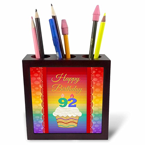 Tile porte-stylo cupcake bougies 92 ans d'anniversaire décoratif 12,7 cm