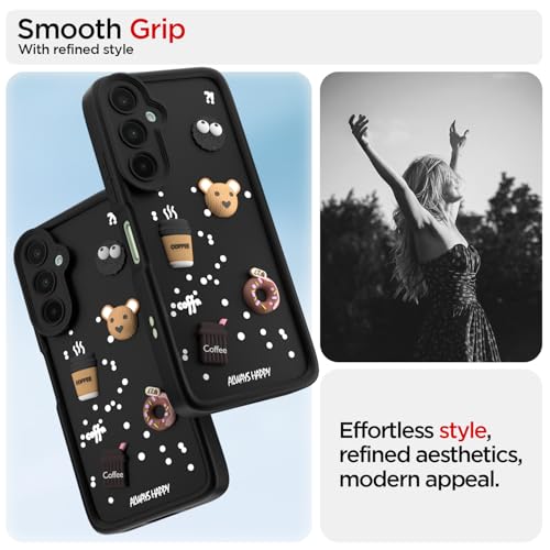 Image of Pikkme Back Cover for Samsung Galaxy M16 5G | Cute Fun Cartoon 3D Bear Silicone Full Body Protection Bumper Cover (Black)