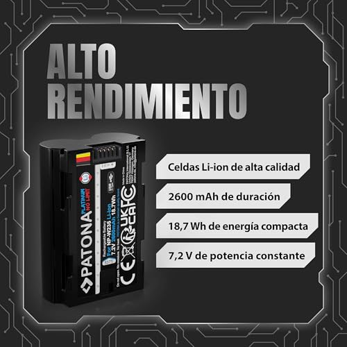 PATONA 2X Platinum NP-W235 Batería 2600mAh USB-C Input Compatible con Fuji Fujifilm GFX-50s II GFX-100S GFX100 II X-H2 X-H2S X-S20 X-T4 X-T5 GFX50 XH2 XH2S XS20 XT4 XT5 NPW235 NP W235 - imagen 6