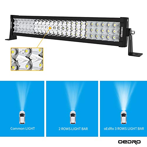 Image of OEDRO 20 Inch LED Light Bar 389W Tri-Row Spot Flood Combo | Work Light with Wiring Harness & Mounting Bracket for Off Road Lights Truck Boat Lighting Fit for Jeep Pickup ATV UTV SUV