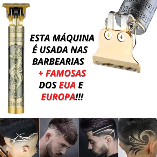 Maquina de Cortar Cabelo Acabamento Aparador de Pelos Recarregável Faz Pezinho Risco Desenho Detalhe