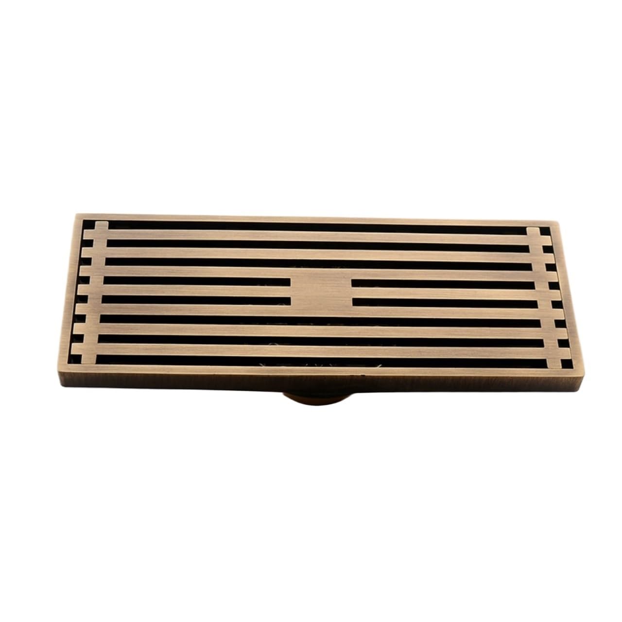 Italiano: Rettangolo Ottone Antico Spazzolato Carvd Scarico Bagno Scarico Cucina Doccia Portico Scarico a Pavimento Scarico a Pavimento(Blue,White)