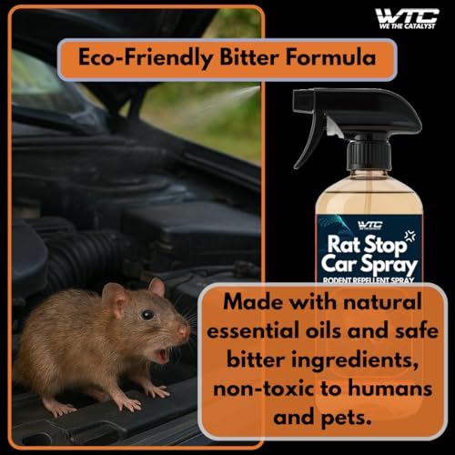Image of WTC Rat Stop Car Spray - 500ml Rodent Repellent for Cars, Bikes, Garages & Homes | Protects Wiring & Engine Bay | Up to 90 Days Protection