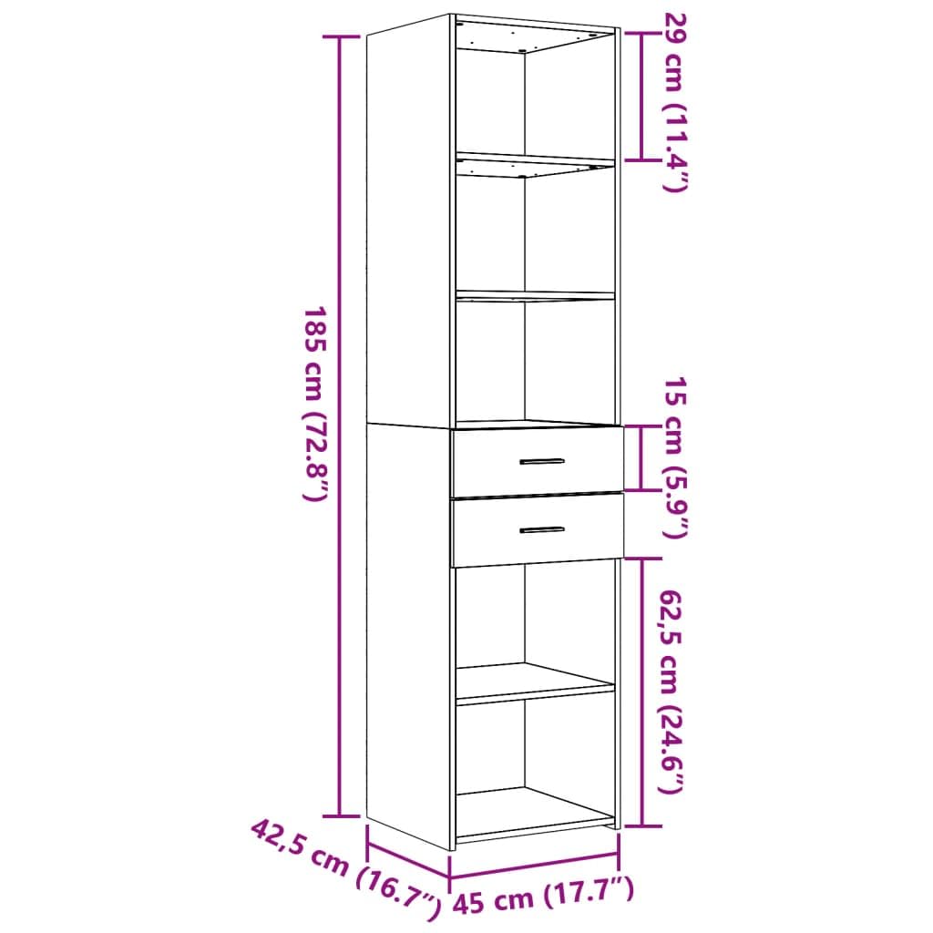 Möbel Wohnaccessoire Highboard Black 45x42.5x185cm Engineered Wood-Furniture