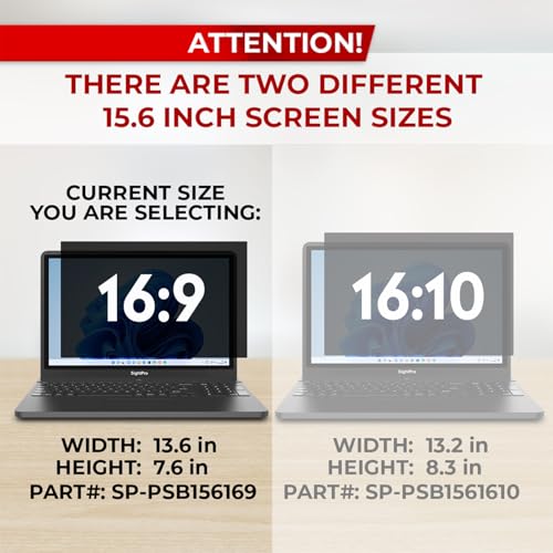 Image of SightPro 15.6 Inch 16:9 Laptop Privacy Screen Filter - Computer Monitor Privacy Shield and Anti-Glare Protector