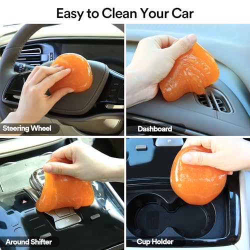 PULIDIKI Car Cleaning Gel for Car Cleaning Putty Car Putty Auto Detailing Tools Car Slime Cleaner Dust Cleaning Gel for Car Interior Cleaner Car Accessories Keyboard Cleaner Orange(2Pack)