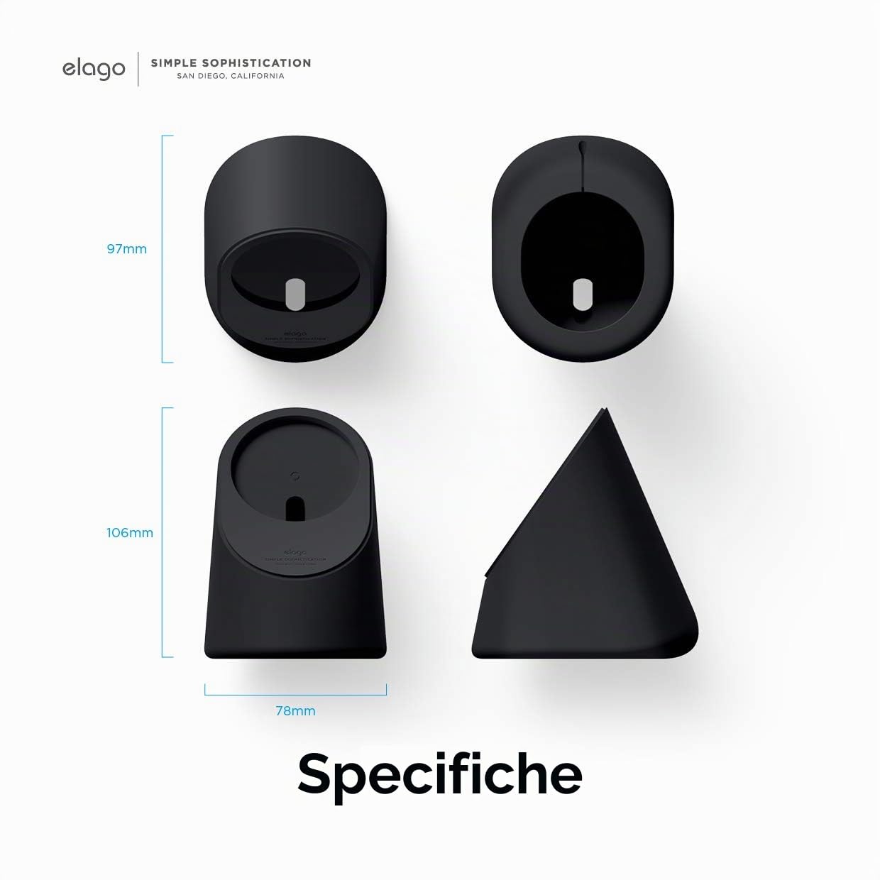 elago MS1 Supporto di Ricarica Wireless - Compatibile con Caricatore MagSafe e iPhone 17/16/15/14/13/12, Silicone Premium, Progettato per Modalità StandBy [Caricatore Non Incluso] (Nero)