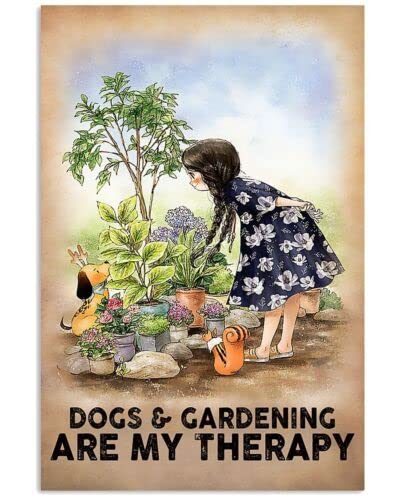 LANOLU Targa In Metallo Vintage 20x30 Cm - Decorazione Da Parete Con Scritta 'Gardening Is My Therapy', Regalo Per Giardinieri