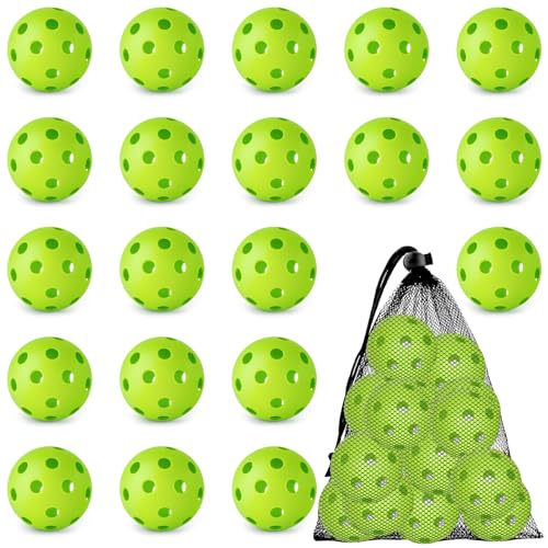 Coopay 20 Pack Baseball Practice Balls Plastic Training Balls Lightweight Hollow Softballs with a Drawstring Bag for Hitting Baseball Training Indoor Outdoor Use (Green)