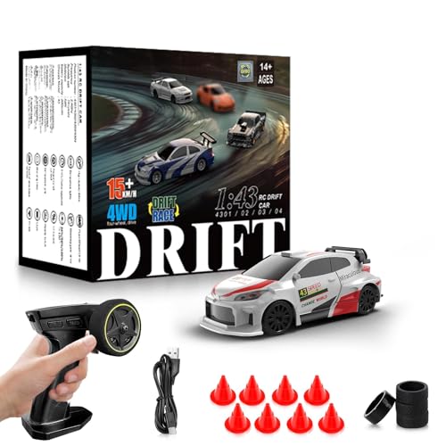 Image of RC Drift car, 1 /43 Mini Rc Drift car with Gyroscope, 2.4GHz Full Proportional Remote control Cars, 4WD High Speed Racing with Lights, Racing Tires, Model Cars Gift for Adults, Kids, Boys, Girls