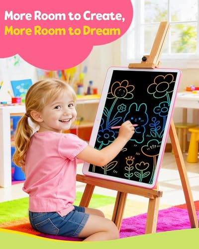 Image of TEKFUN 20inch LCD Writing Tablet with Stylus, Erasable Doodle Board Mess Free Drawing Pad for Kids, Car Trip Educational Toys Birthday Christmas Gift for 3 4 5 6 7 Girls Boy(Pink)