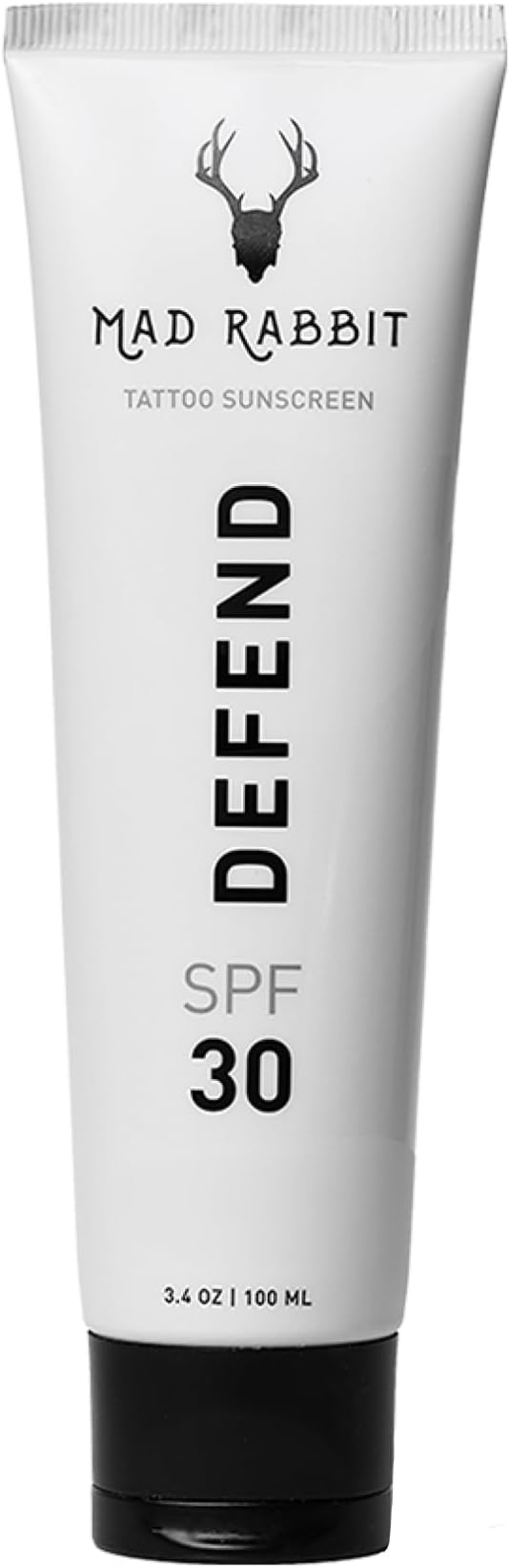 Mad Rabbit Defend Tattoo Sunscreen- SPF 30 100mL Tube- Mineral Sunscreen Lotion - Tattoo Fade Protection and Moisturizer, Anti-Aging Formula