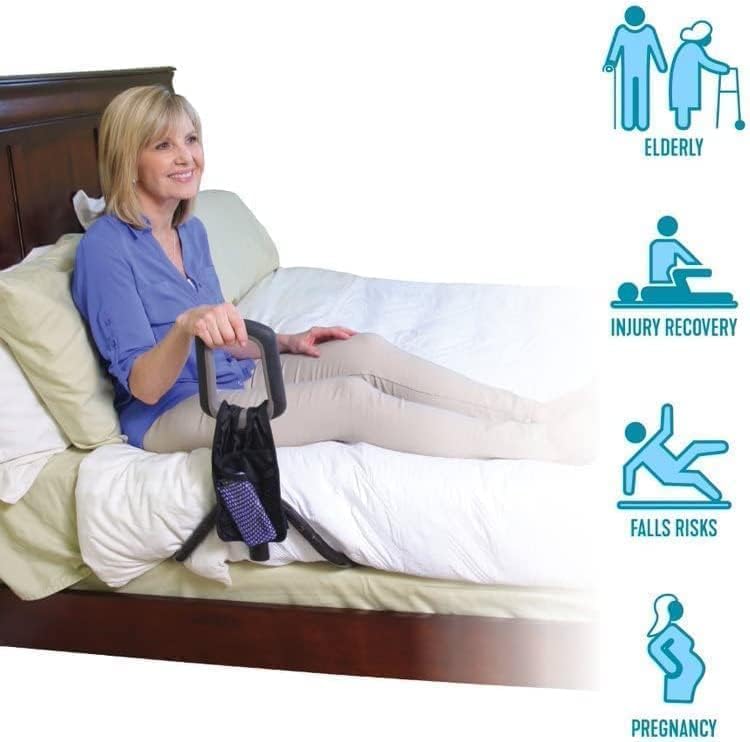 Stander PT BedCane, Bed Rail for Elderly Adults, Height Adjustable Bed Assist Bar with Organizer Pouch