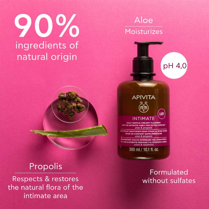 APIVITA Intimate Feminine Wash | pH-Balancing Gentle Creamy Cleanser, 300 mL / 10.1 oz - Image 2