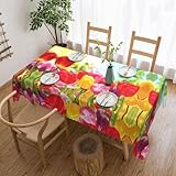 Nappe tulipes colorées facile à nettoyer, tissu imperméable de qualité supérieure : fabriquée en polyester de haute qualité avec finition hydrofuge avancée, cette nappe protège efficacement votre table contre les déversements, les taches et les rayures. Facile à nettoyer, idéal pour un usage quotidien ou pour le divertissement.
