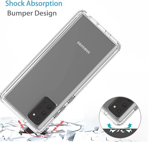Miniatura 7 de Funda transparente compatible con Galaxy Note 20 5G, SM-N981U con protector de pantalla de vidrio templado, bonito protector de cristal a prueba de