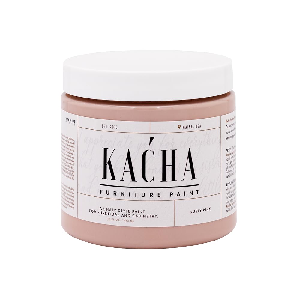 Kacha Furniture Paint | Dusty Pink Chalk Style Paint for Furniture, Cabinets, and Crafts | Pint -16 oz | Dusty Pink | Low VOC | Matte | (Topcoat Required)