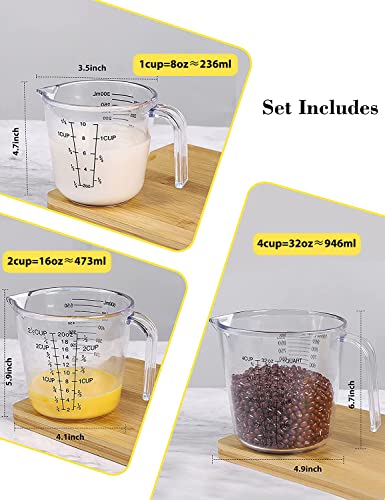 Measuring Cups Set, Liquid Measuring Cups For 3 For Kitchen - BPA Free Plastic Set with Spout Multiple Measurement Scales (Clear) - Image 3