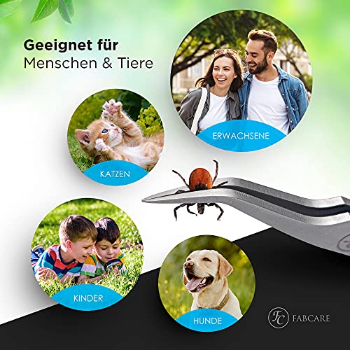 Zeckenzange Fabcare 2 in 1: Zeckenpinzette und Zeckenhaken
