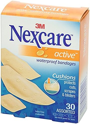 Nexcare Active Extra Cushion Bandages, Germproof, Assorted Sizes, 30 Count Packages