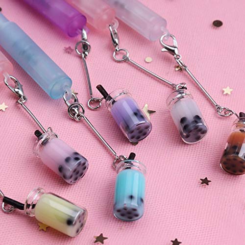 Tongcloud 40pcs Milk Tea Charms Pendant Colorful Milk Tea Drink Bottle Charms for DIY Jewelry Craft Earring Keychain Accessories Jewelry Crafts (40)