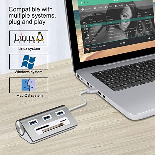 Rybozen Aluminum 6-In-1 Usb 3.0 Hub, Powered Usb Hub With Cf/Sd/Tf Card Port, Card Reader Hub For Mac Pro, Imac, Macbook, Laptop And Desktop Pc #TOP4