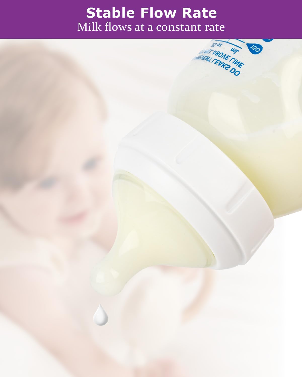 Silicone Nipple for Dr.Brown's Wide-Nick Baby Bottle & Glass Bottles,Level 3 Nipple, Fast Flow, 6m+, 6 Count