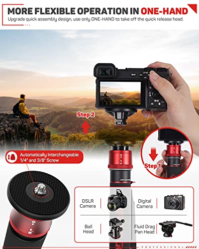 IFOOTAGE Monopod for Camera Cobra 3 A180T, 71" Camera Monopod with Feet, Aluminum Monopods Cameras Stand Compatible with Sony Canon Nikon DSLR, Payload 17.64 lbs/8 KG