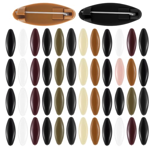 48Pcs Hijab Pins Oval Plastic Scarf Safety Pins Hollow Colorful Hijab Pin Decoration Locking Cloth for Women Muslim Scarves