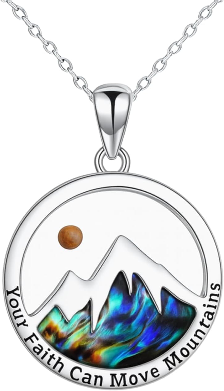 Acun Mustard Seed Necklace Stainless Steel Inspirational Faith Jewelry with Mountain Pendant Gift for Women & Men