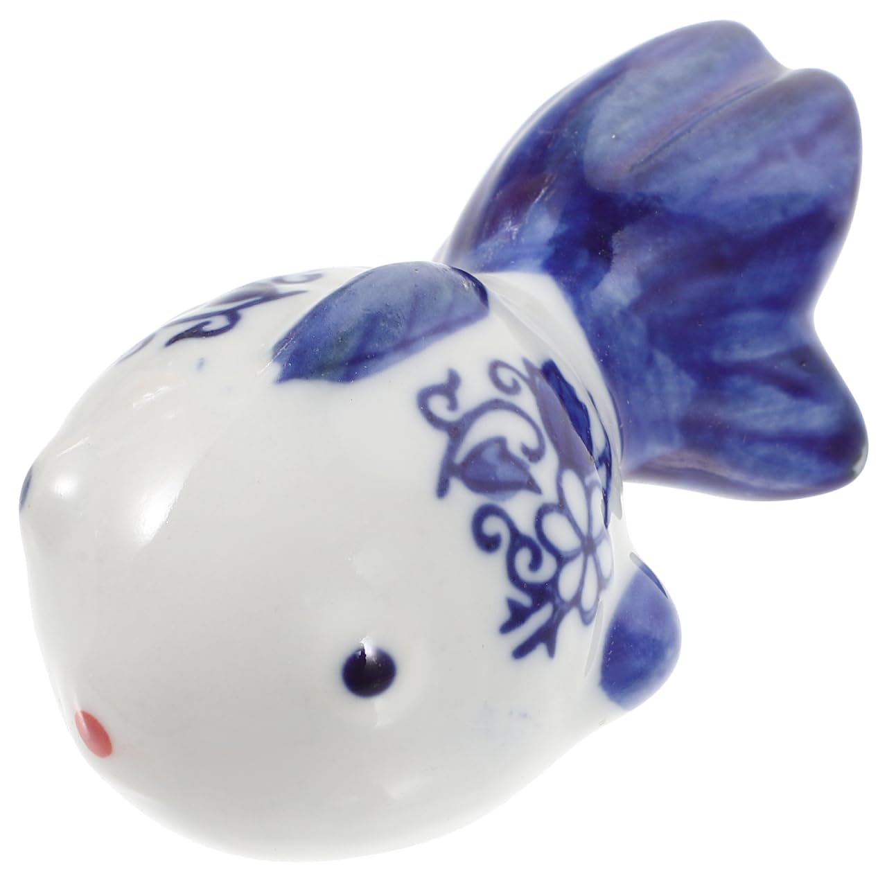 ABOOFAN Ceramic Fish Statue Floating Aquarium Ornament Blue and White Porcelain Fish Sculpture for Tank Home and Office Decoration Artistic Underwater