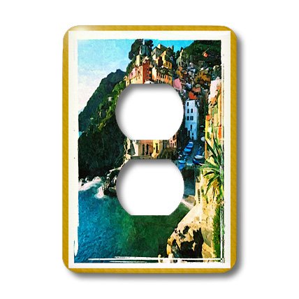 Cache 2 prises Toscane Italie 3dRose plaque de finition murale double