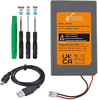 Pickle Power 1800mAh LIP1359 Battery Replacement for Sony Playstation 3 PS3 Dualshock 3 Wireless Controller CECHZC2E CECHZC2U with USB Cable and Tools
