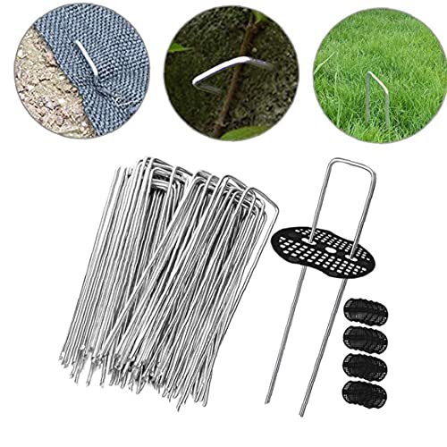 Tuimiyisou Verzinkte tuinstakes gazon pegs Weed membraan landschap U-vormige pegs voor onkruidbestrijding 30 stuks… - Image 6